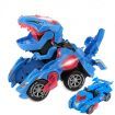 2 in 1 Transforming Dinosaur LED Car Automatic Eletric Toy Car Lamps for Kids Toddlers Ages 3+(Blue)