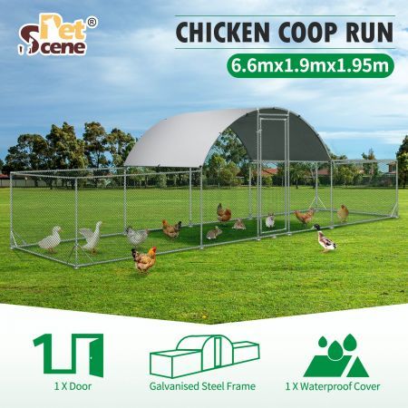 Chicken Coop Run Walk In Bird Cage Rabbit Bunny Hutch Pen Hen Chook House Dog Cat Enclosure Fence Shelter XL 660x190x195cm