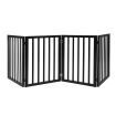 PaWz 4 Panels Wooden Pet Gate Dog Fence Safety Stair Barrier Security Door Black