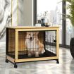 PaWz Wooden Wire Dog Kennel Side End Table Steel Puppy Crate Indoor Pet House L