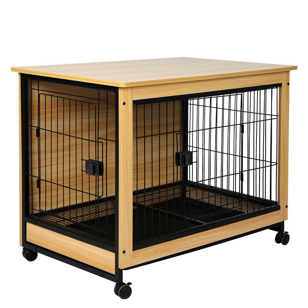 PaWz Wooden Wire Dog Kennel Side End Table Steel Puppy Crate Indoor Pet House XL