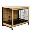 PaWz Wooden Wire Dog Kennel Side End Table Steel Puppy Crate Indoor Pet House XXL