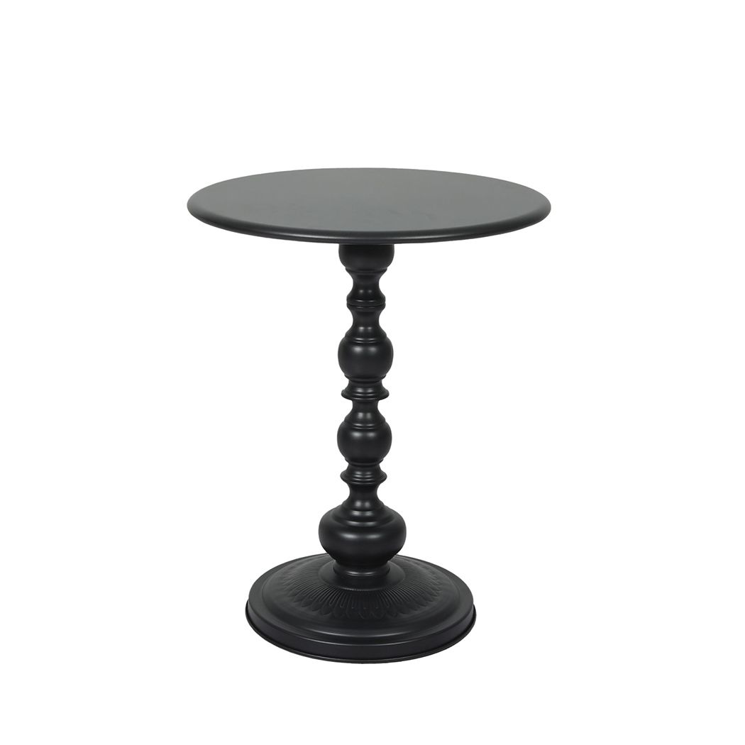 Levede Side Table Vintage End Round Tabletop Steel Base Nightstand Antique Black