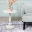 Levede Side Table Vintage End Round Tabletop Steel Base Nightstand Antique White