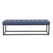 Cameron Button-Tufted Upholstered Bench with Metal Legs - Blue