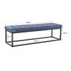 Cameron Button-Tufted Upholstered Bench with Metal Legs - Blue