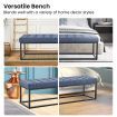 Cameron Button-Tufted Upholstered Bench with Metal Legs - Blue