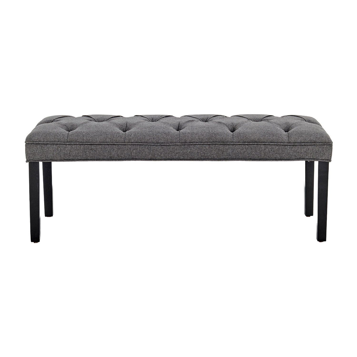 Cate Button-Tufted Upholstered Bench by Sarantino - Dark Grey