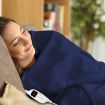 Laura Hill Heated Electric Blanket Coral Warm Fleece Winter Blue