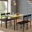 5 Piece Dining Table and Chairs Set Kitchen Room 4 Seater Wood Breakfast Bar Pub Counter Stool Outdoor Backrest Oak Black