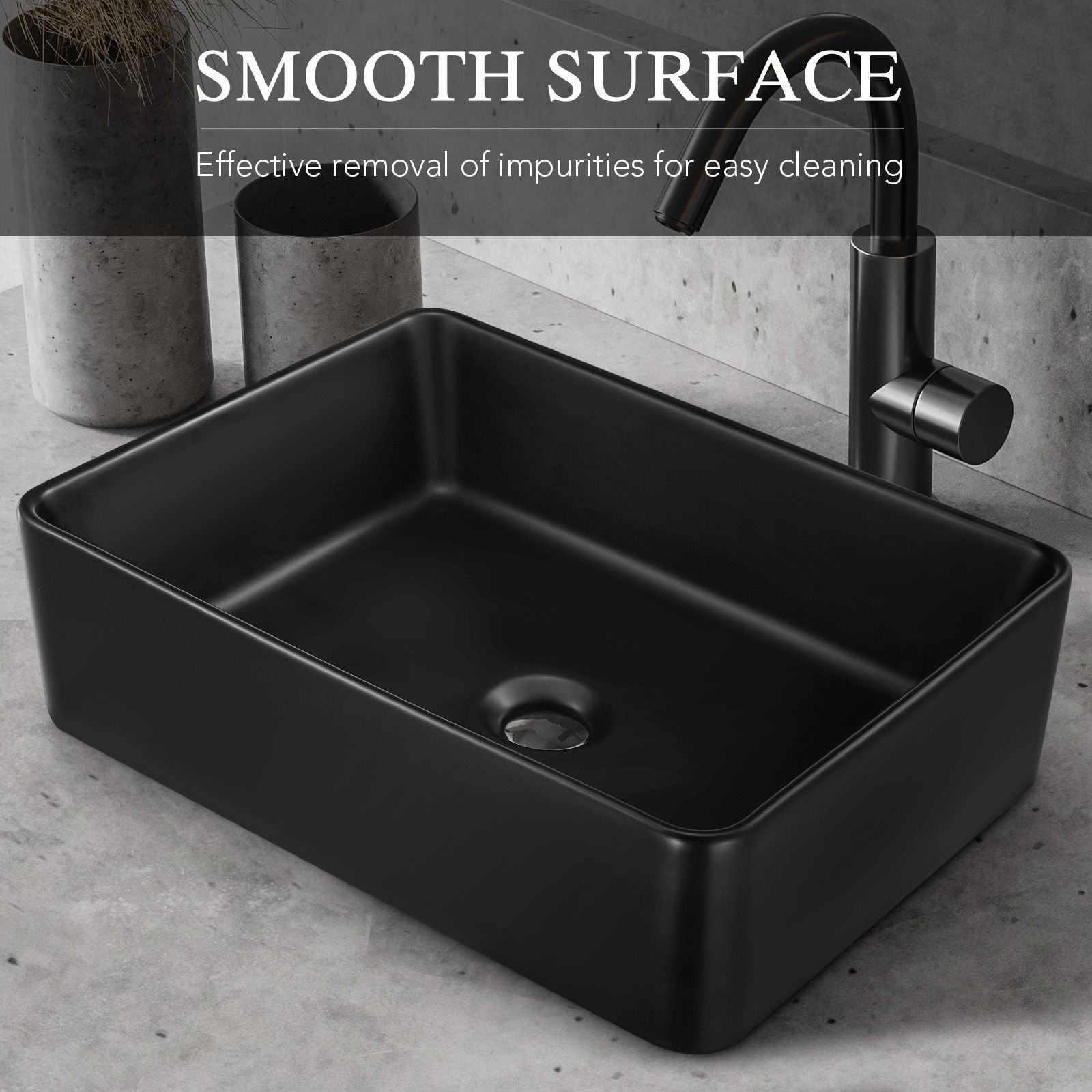 Black Bathroom Sink Vessel Wash Washing Basin Vanity Above Counter Hand