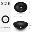 Black Bathroom Sink Basin Vessel Wash Washing Vanity Bowl Countertop Above Counter Toilet Bath Hand Modern Oval Ceramic