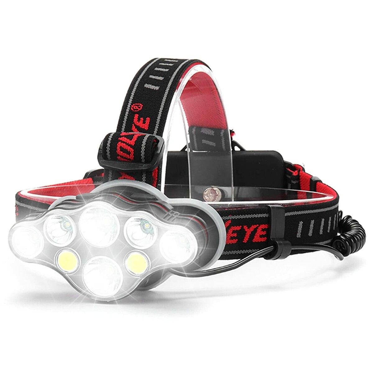 Rechargeable Headlamp 8 LED 18000 High Lumen Bright Head Lamp with Red Light USB,8 Mode Waterproof Head Flashlight for Outdoor RunningCamping Gear