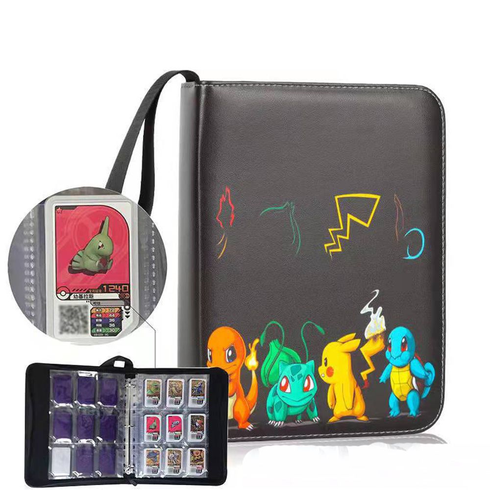 Card Binder 9 Pocket 900 Cards Trading Holder 50 Removable Sleeves Zipper Collection Album Folder Book 33x27cm Pokemon TCG Storage Boys Girls Gift