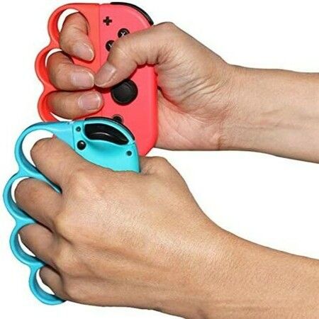 Fit Boxing Compatible Grip for Nintendo Switch Joy-Con Controller,Set of 2 (Red and Blue)