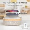 Bluetooth Speaker with Alarm Clock Wireless Charger LED Night Light FM Radio Portable Home Audio