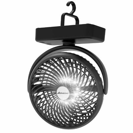 Camping Fan with Led Lantern 10000mAh 8inch Rechargeable Battery Operated Tent Fan Hanging Hook for Outdoor Fishing Hurricane Emergency