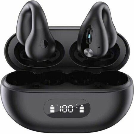 Wireless Ear Clip Bone Conduction Headphones for Running Sports (Black)