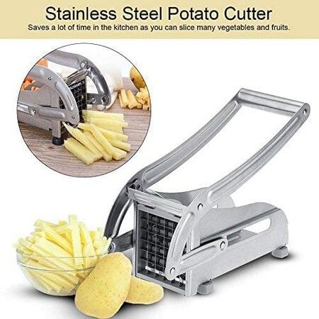 French Fry Cutter  Potato Chipper Cutter Stainless Steel Chopper Maker Vegetable and Potato Slicer for Potatoes Carrots Cucumbers