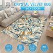 Area Rug Large Floor Mat Carpet Living Room Bedroom Non Slip Nursery Office Washable Soft Velvet Leaves 160x230cm