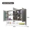 Bathroom Mirror Cabinet Medicine Shaver Shaving Wall Storage Cupboard Organiser Shelves Furniture with LED Lights Doors White
