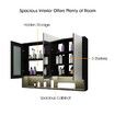 Bathroom Mirror Cabinet Medicine Shaving Shaver Cupboard Wall Storage Organiser Shelves Furniture with LED Lights Doors Black 