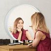Bathroom Medicine Cabinet Mirror Vanity Round Wall Mirrored Cupboard with Storage Sliding Door White 60cm Diameter