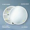 Bathroom Medicine Cabinet Mirror Vanity Round Wall Mirrored Cupboard with Storage Sliding Door White 60cm Diameter