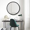 Bathroom Mirror Cabinet Medicine Vanity Round Wall Mirrored Cupboard with Storage Sliding Door Black 60cm Diameter