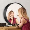 Bathroom Mirror Cabinet Medicine Vanity Round Wall Mirrored Cupboard with Storage Sliding Door Black 60cm Diameter