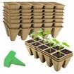 10 Pack Peat Pots Seed Starter Trays 100 Cells Biodegradable Seedling Pots Germination Trays, Organic Plant Starter Kit with 12 Pcs Plastic Plant Labels