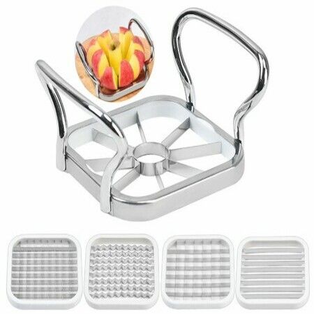 Stainless Steel Potatoes Fruit Cutter Chipper Chopper Maker Tool Kitchen Gadgets with Ergonomic Anti-Slip Handle