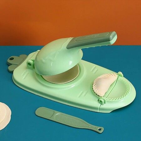 2 In 1 Dumpling Maker,  Kitchen Dumpling Making Tool, Manual  Mould, Baking Pastry Manual Artifact for Pressing Dumpling Skin Wrapper Mould (Green)