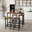 5 PCS Bar Table Set 4 Chairs Stools Kitchen Dining Height Counter Modern Wooden Top Metal Frame