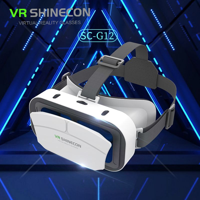 VR 3D Glasses, Virtual Reality Digital 3D Helmet, 7 Inches Large Screen Bluetooth Compatible with iOS /Android System, White