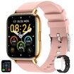 Smart Watch Bluetooth for Android Phone Waterproof Sport Blood Pressure Heart Rate Monitor Sleep Tracker for Men Women Fitness-Pink