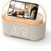 Bluetooth Speaker with Alarm Clock Wireless Charger LED Night Light FM Radio Portable Home Audio