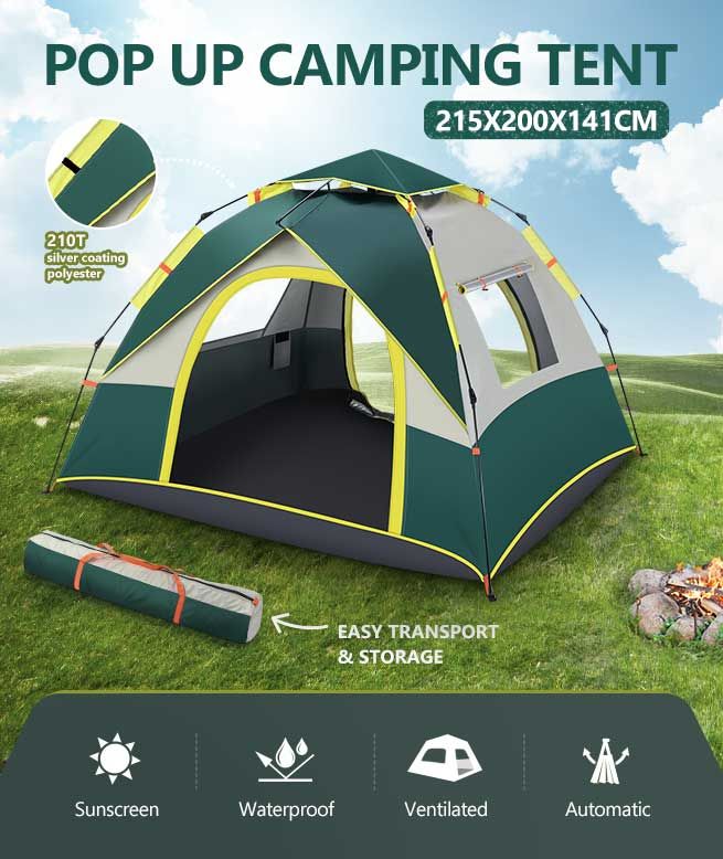 OGL 3 Person Tent Camping Pop Up Instant Beach Sun Shade Shelter Family ...