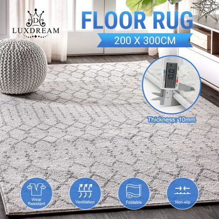 Large Area Rug Carpet Living Room Bedroom Floor Mat Nursery Office Dining Non Slip Washable Moroccan 200x300cm