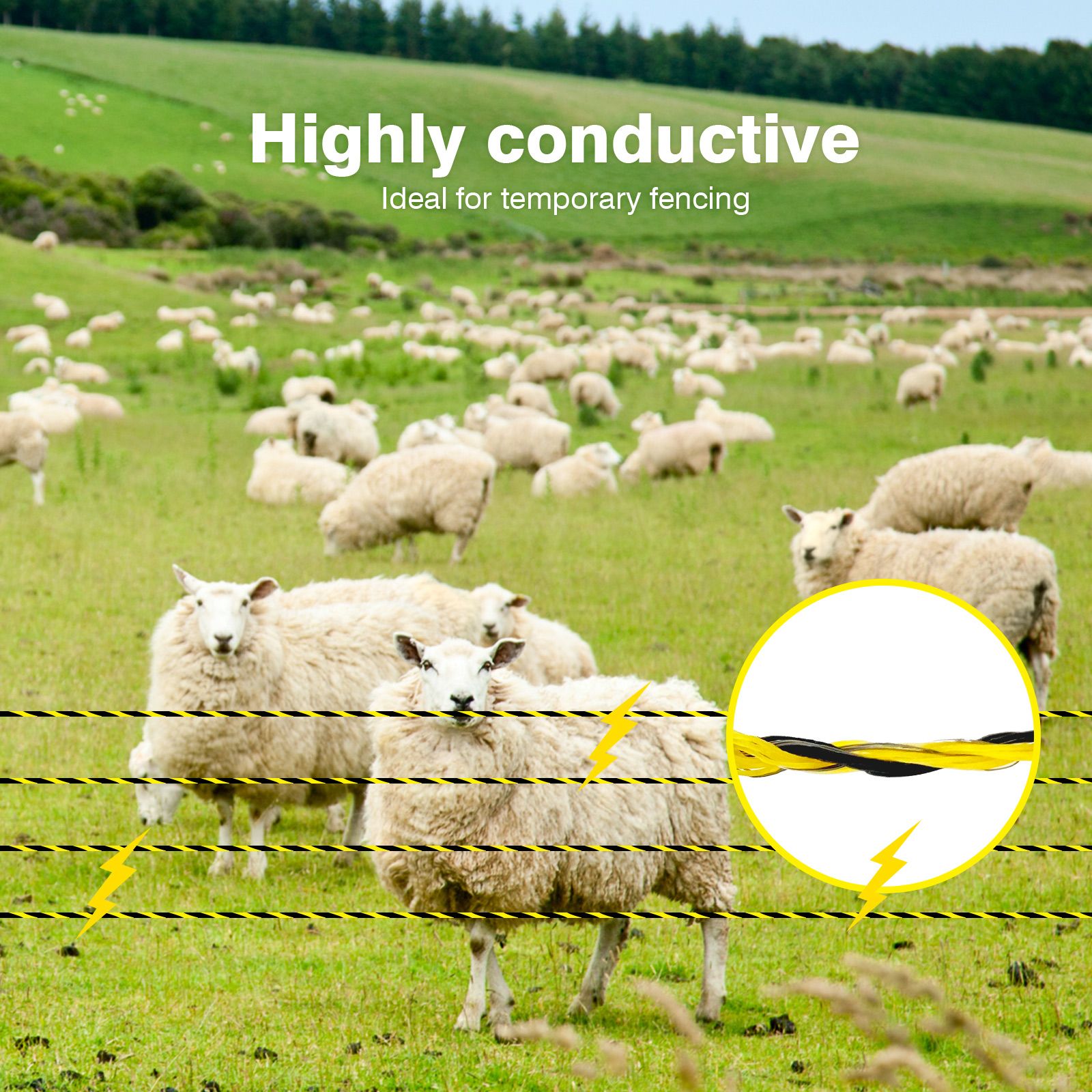 Electric Fence Poly Wire Portable Temporary Fencing Polywire 2500 ...