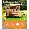 Keezi Kids Outdoor Double Wooden Lounge Chair with Canopy Chaise Cup Holders