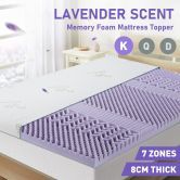 King Size Mattress Memory Foam Bed Topper Underlay Lavender Scent 8CM with Bamboo Cover 