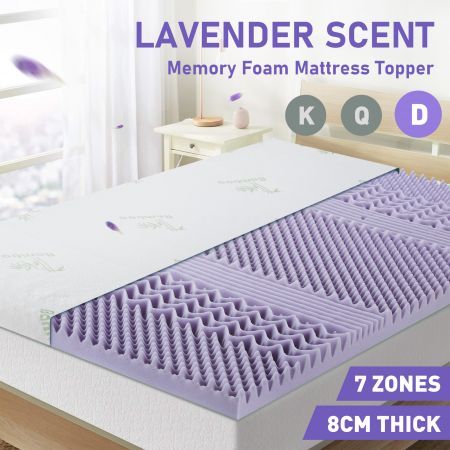 Double Size Mattress Topper Underlay Memory Foam Bed 8CM Lavender Scent with Bamboo Cover 