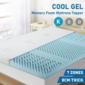 King Size Mattress Topper Memory Foam Bed Cool Gel Underlay 8CM with Bamboo Cover 