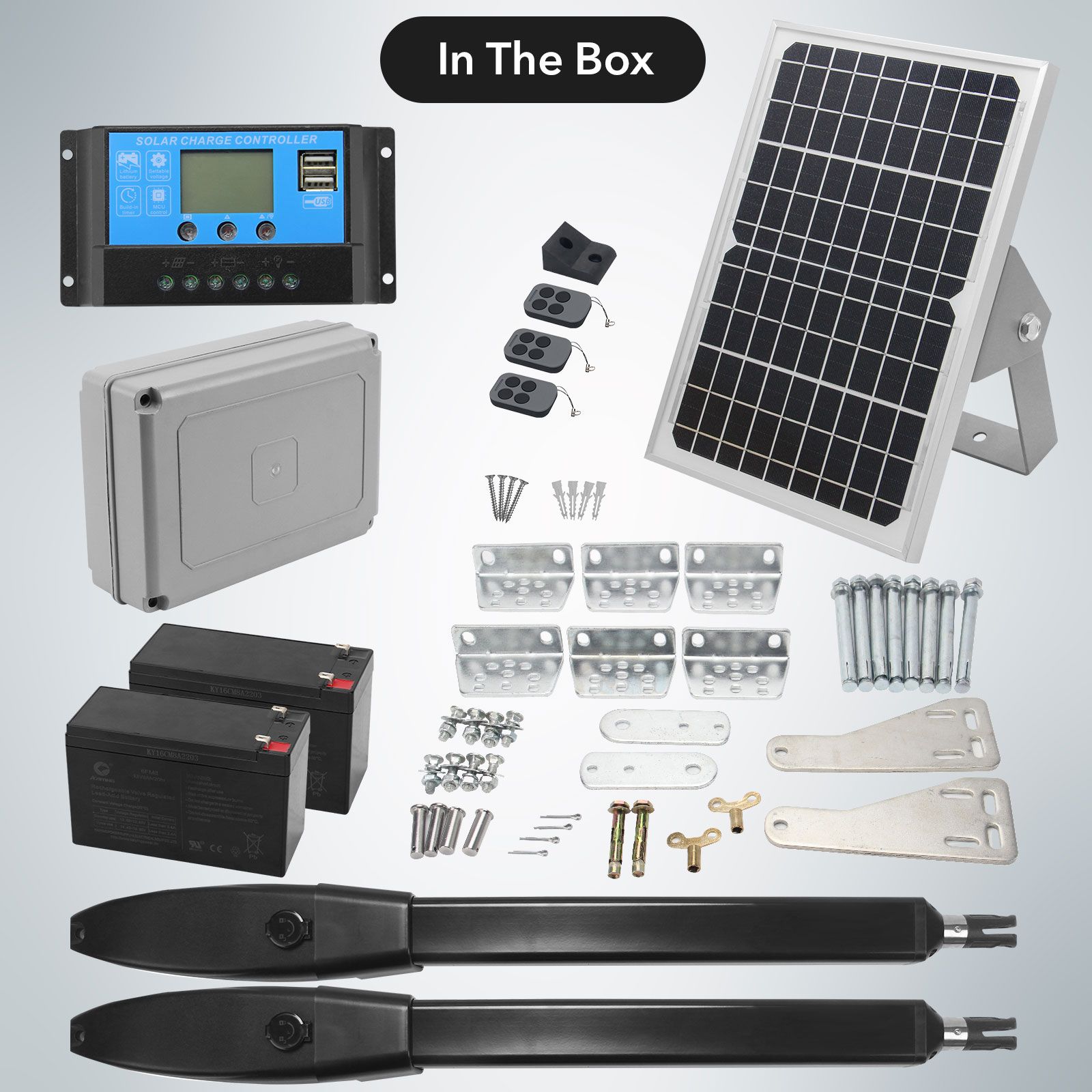 Solar Swing Gate Opener Automatic Double Door Motor Operator System Auto Opening 24V DC with