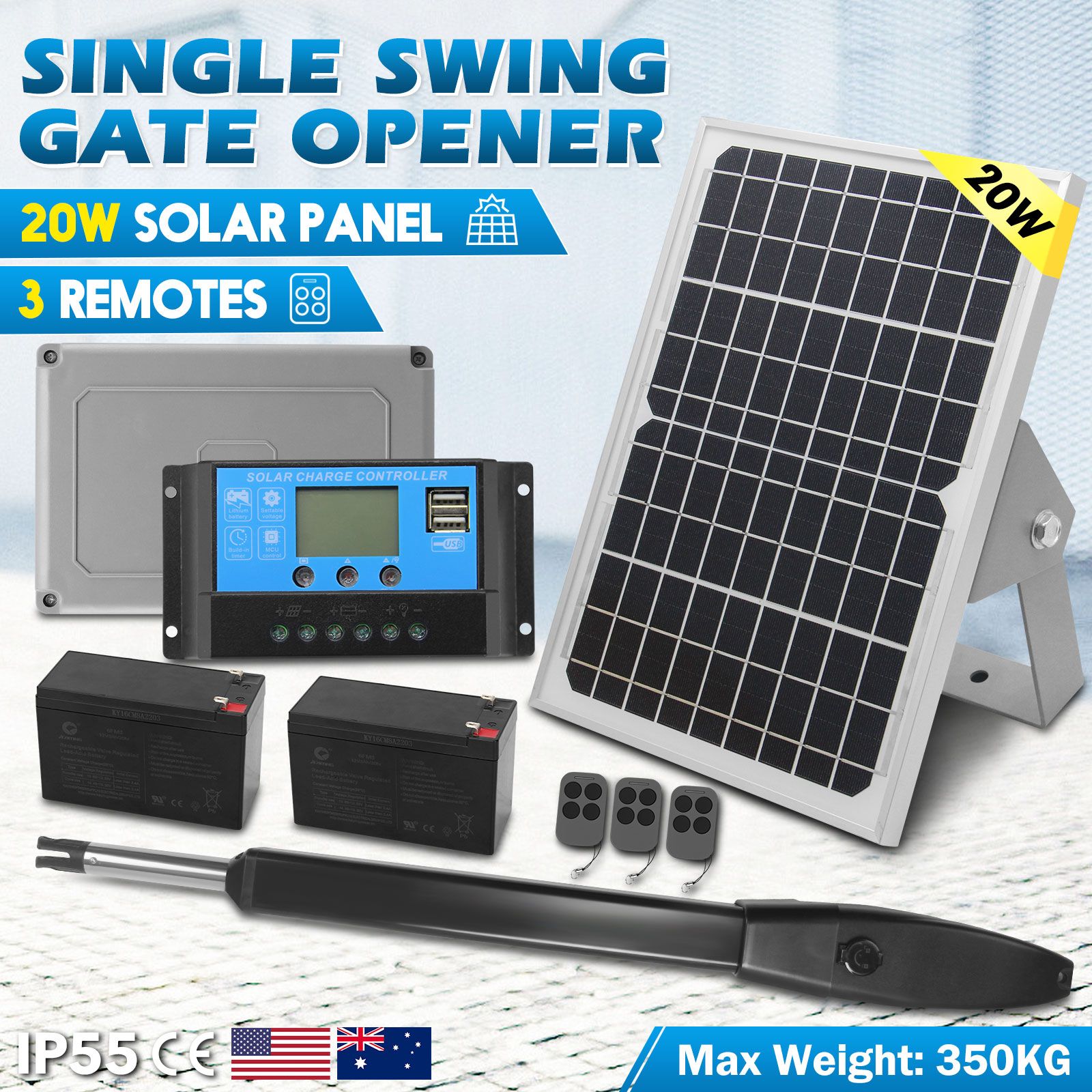 Solar Automatic Gate Opener Swing Door Operator Auto Motor System