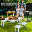 Camping Table and Chairs Set Folding Picnic Beach Dining Bench Outdoor Party Portable Aluminium 4 Seats