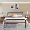 Queen Bed Base Frame Black Metal Platform Mattress Foundation with Storage Headboard Footboard 