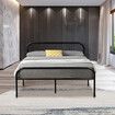 Queen Bed Base Frame Black Metal Platform Mattress Foundation with Storage Headboard Footboard 