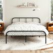 Queen Bed Base Frame Black Metal Platform Mattress Foundation with Storage Headboard Footboard 